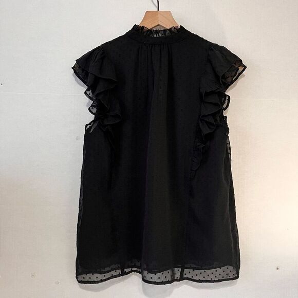 LOFT Sleeveless Top  Sheer Black Polka Dot With Lining   Size M - Picture 2 of 5